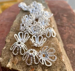 Silver Elegant Flower Filigree Bead Caps 20pcs - Picture 1 of 5