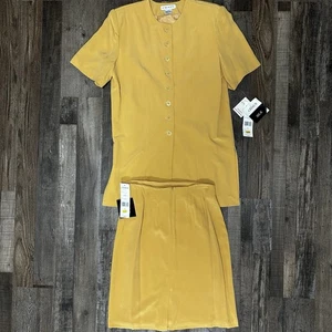 Vintage Chaus 100% Seide 2-teiliger Skit Anzug goldgelb Größe 12 passt modern M/L neu - Bild 1 von 11