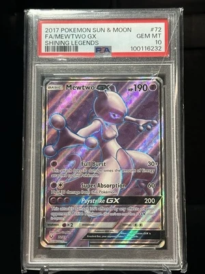 2017 POKEMON SUN & MOON SHINING LEGENDS #72 MEWTWO GX PSA 10 - Image 1 of 2