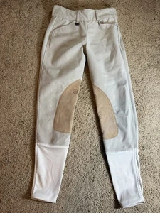Ovation Reithose Damen 24R beige Leder Knieaufnäher seitlicher Reißverschluss - Bild 1 von 10