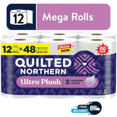 Quilted Northern Ultra Plush 3-Ply Toilet Paper, 12 Mega Rolls