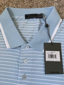 G/Fore Golf Polo Baja blau Herren Größe Large neu mit Etikett gestreift Kurzarm Kragen - Bild 1 von 9