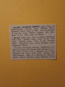 Charles Adams University of Pennsylvania Lacrosse 1928 All-American Sports Panel - Bild 1 von 1