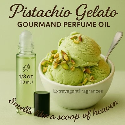 EXTRAVAGANTFRAGRANCES Pistachio Gelato Perfume Body Oil 1/3 Oz (10ml) Roll-on