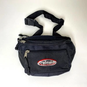 Vintage Trailmaker Fanny Pack Bum Waist Bag Black 3 Zipper Compartments - Picture 1 of 5