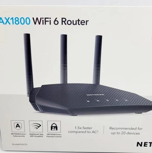 Netgear AX1800 Black Dual-Band Wi-Fi 6 Router - RAX10-100NAS - Picture 1 of 12