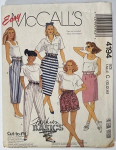 McCall 4194 vintage.  Pantalones y falda de cintura con bolsa de papel Misses.  Talla 10 - 14. - Imagen 1 de 2
