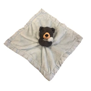 Carter's Black Dark Gray Bear Baby Blue Security Blanket Lovey Satin 14” 2018 - Picture 1 of 6