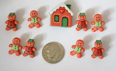 Gingerbread Cottage w Gingerbread Men / Buttons Galore Holiday ~ Winter Buttons - Image 1 of 2