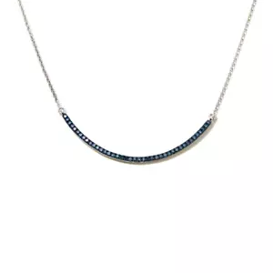 Rarities Womens Sterling Silver Pave Floating Blue Diamond Smile Necklace 18" - Picture 1 of 5