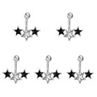 5Pcs Stainless Steel Belly Button Rings Belly Dangling Navel Rings Star Shape