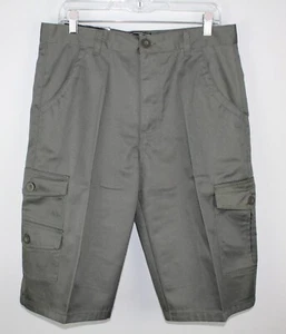 JEANSTATION Men's Green Cargo Shorts SZ 34 Pockets Heavyweight Cotton Blend NWT - Picture 1 of 10