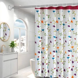 Fabric Shower Curtain Polyester Waterproof Quick-Drying Weighted Hem Shower C... - Picture 1 of 6