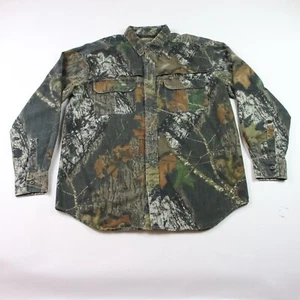Field Staff Vented Camo Button Up Twill Hunting Shirt M Mossy Oak - Picture 1 of 10