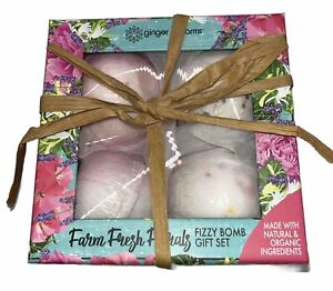Ginger Lily Farms “Farm Fresh Florals” Fizzy Bomb Gift Set. 4 Bath Bombs. New.