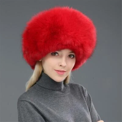 Женская шапка из натурального лисьего меха теплая принцесса сгустить крышка зимняя роскошная модная уличная - Изображение 1 из 4