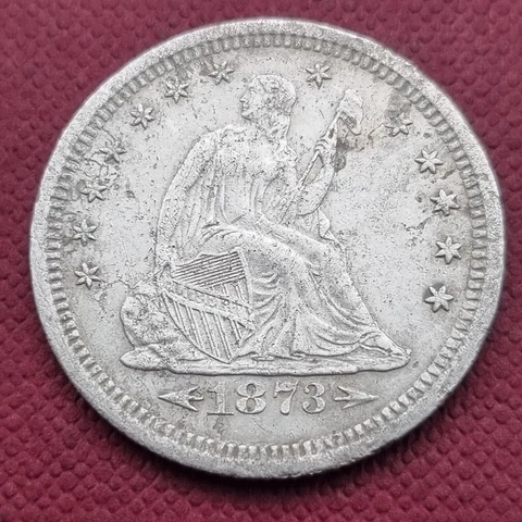 1873 S Seated Liberty Quarter 25c High Grade AU - UNC Details #51172 Cover