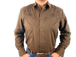 Ranger's Western Button Down Shirt for Men In Brown - 117CA01 Camisa Vaquera - Picture 1 of 4
