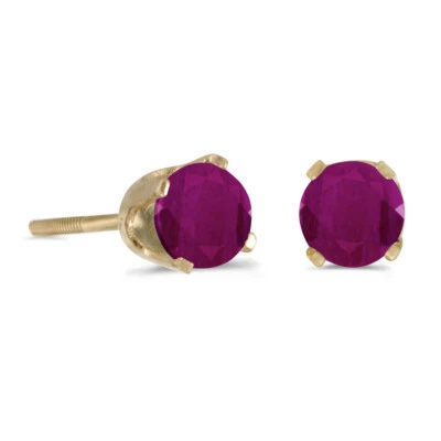 14k Yellow Gold Round Ruby Screw-back Stud Earrings - Image 1 of 4