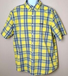 Chaps Men's Easycare Short Sleeve Button Down Casual Shirt - Yellow Plaid - XXL