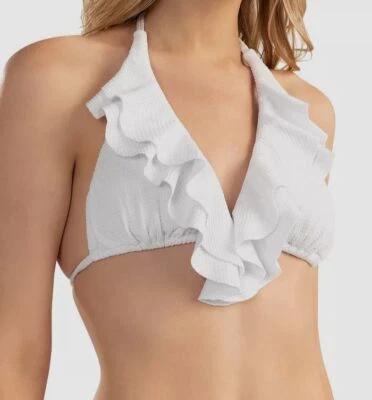 $176 Shoshanna Para Mujer Blanco Volantes Halter Bikini Top Traje de Baño Talla A/B Foto 1 de 3