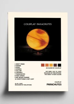 Coldplay 'Parachutes' Album Art Tracklist Poster No Frame, Music Poster - Image 1 of 3