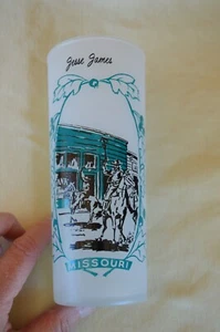 Vintage 15 Unzen mattiertes Trinkglas Missouri Jesse James Markenlos ACL Bild - Bild 1 von 10