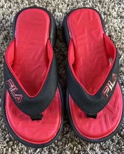 Fila Soft Foot TODDLER Sport Sandals Flip Flops Shoes Black Red Siz 11 - Picture 1 of 6