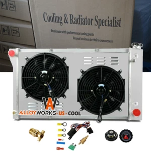 Fit 67-72 Chevy GMC C/K C10 C20 Pickup 3 Row Aluminum Radiator+Shroud Fan ALLOY - Picture 1 of 14