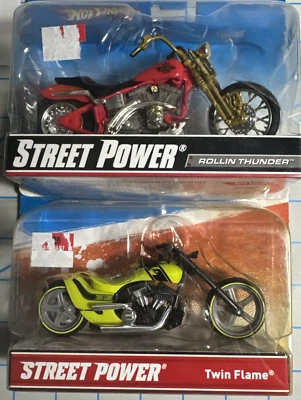 New Hot Wheels TWIN FLAME & ROLLIN' THUNDER Motorcycle Die Cast Model NEW/RARE - Image 1 of 4