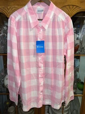 Columbia Camp Henry III Women's Long Sleeve Button-Down Shirt NWT Pink Gingham - Image 1 of 4