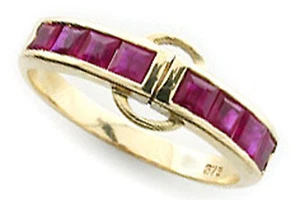 9ct Solid Gold Ruby Women's Ring R109 Custom - Foto 1 di 1