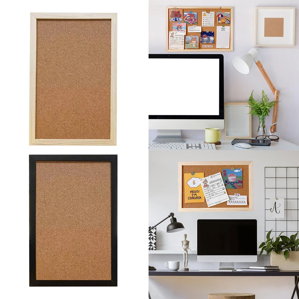 Rectangle Cork Boards Frame Bulletin Bord Decorative for Home & Office Kitchen - Image 1 of 1
