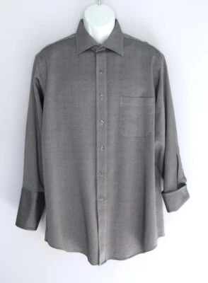 Camisa de vestir PAUL FREDRICK puño francés tejido jacquard algodón dobby para hombre 16,5-31 Foto 1 de 4