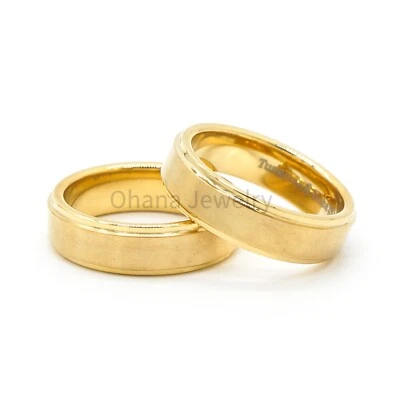 Alianza de boda de tungsteno enchapada en oro de 6 mm y 8 mm para hombre ajuste cómodo Foto 1 de 2
