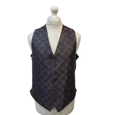 M&S Dark Purple Check 2 Pocket Smart Formal Waistcoat UK Men's L 42'' - Image 1 of 4