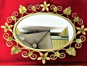 Vintage 50s/60s Rustic Wrought Iron Oval Wall Mirror - Picture 1 of 8