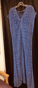 Robe tricotée à manches manches Colleen Lopez bleu royal pur/argent scintillant taille XL doublée - Photo 1/5