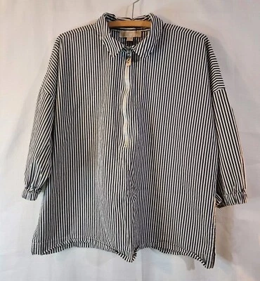 Blusa feminina Michael Kors 1/2 zíper pulôver listras preto e branco tamanho GG - Imagem 1 de 4