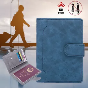 Leather Passport Vaccine Card Passport Holder Travel Wallet Blocking Case Cover - Picture 1 of 24