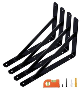 4 Pack 12 Inch Heavy Duty Shelf Brackets, Large Wall Bracket for Garage Storage - Picture 1 of 6