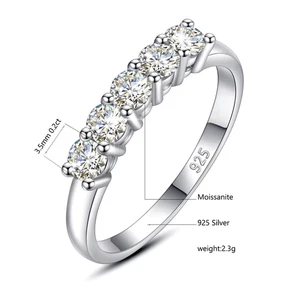 5 Steine Moissanit Diamant Ring für Damen 925 Silber rosevergoldet 100% - Bild 1 von 7