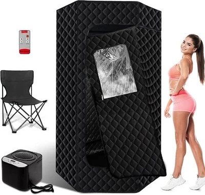 Large 1600W 4L Full Size Steam Sauna Portable Personal Home Spa Detox W/ Chair - Image 1 of 4
