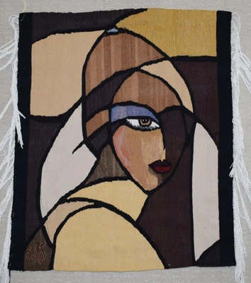 Tapiz abstracto tejido a mano arte para colgar en la pared - 3,1 pies - decoración cubista moderna Foto 1 de 4