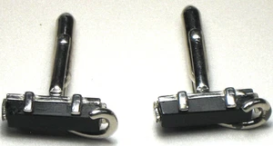 SWANK Manschettenknöpfe aus schwarzem Onyx, Vintage Edelstahl in Swank Box - Bild 1 von 5