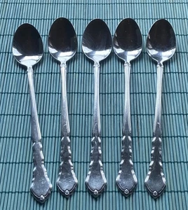Oneida Community SATINIQUE Stainless Iced Tea Spoons Lot Of 5 18/8 USA - Picture 1 of 7