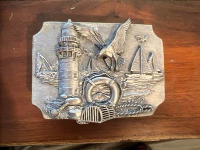 VTG Lighthouse Belt Buckle Siskiyou New England  Lobster Maine  USA - Image 1 of 4