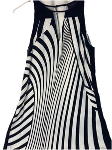 Wayne Cooper womens dress white black lined pattern keyhole sleeveless Size 8 - Bild 1 von 8