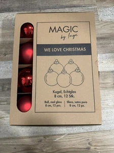 Magic Echtglas Christbaumkugeln 8cm 12Stk. Rot - Bild 1 von 2