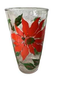 Vintage Hazel Atlas Red Poinsettia 5" Glas Becher Urlaub Barware Menge 5 - Bild 1 von 9